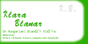 klara blanar business card